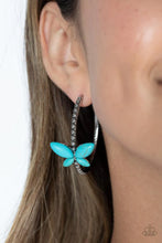 Load image into Gallery viewer, Paparazzi's Bohemian Butterfly - Blue Hoop earrings