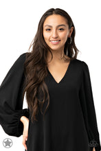 Load image into Gallery viewer, Paparazzi's Glitzy By Association - Black hoop earrings (Blockbusters)