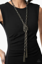 Load image into Gallery viewer, Paparazzi's SCARFed For Attention - Gunmetal necklace (Blockbusters)