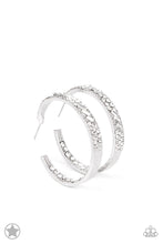 Load image into Gallery viewer, Paparazzi's GLITZY By Association - White hoop earrings (Blockbusters)