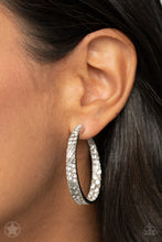Load image into Gallery viewer, Paparazzi's GLITZY By Association - White hoop earrings (Blockbusters)