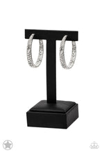 Load image into Gallery viewer, Paparazzi's GLITZY By Association - White hoop earrings (Blockbusters)