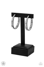 Load image into Gallery viewer, Paparazzi's GLITZY By Association - Gunmetal hoop earrings (Blockbusters)