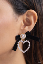 Load image into Gallery viewer, Paparazzi&#39;s BOW and Then - Gold &amp; Pearl post earrings
