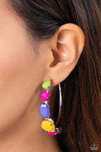 Load image into Gallery viewer, Paparazzi&#39;s Geometric Gamer - Pink Hoop earrings ~ New Releases
