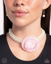 Load image into Gallery viewer, Paparazzi&#39;s Radiant Rosette - Pink &amp; Pearl necklace (Choker) ~ Coming Soon
