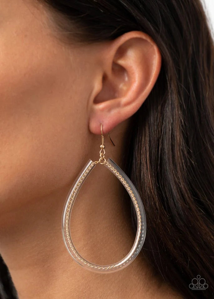 Paparazzi's Just ENCASE You Missed It - Gold hoop earrings