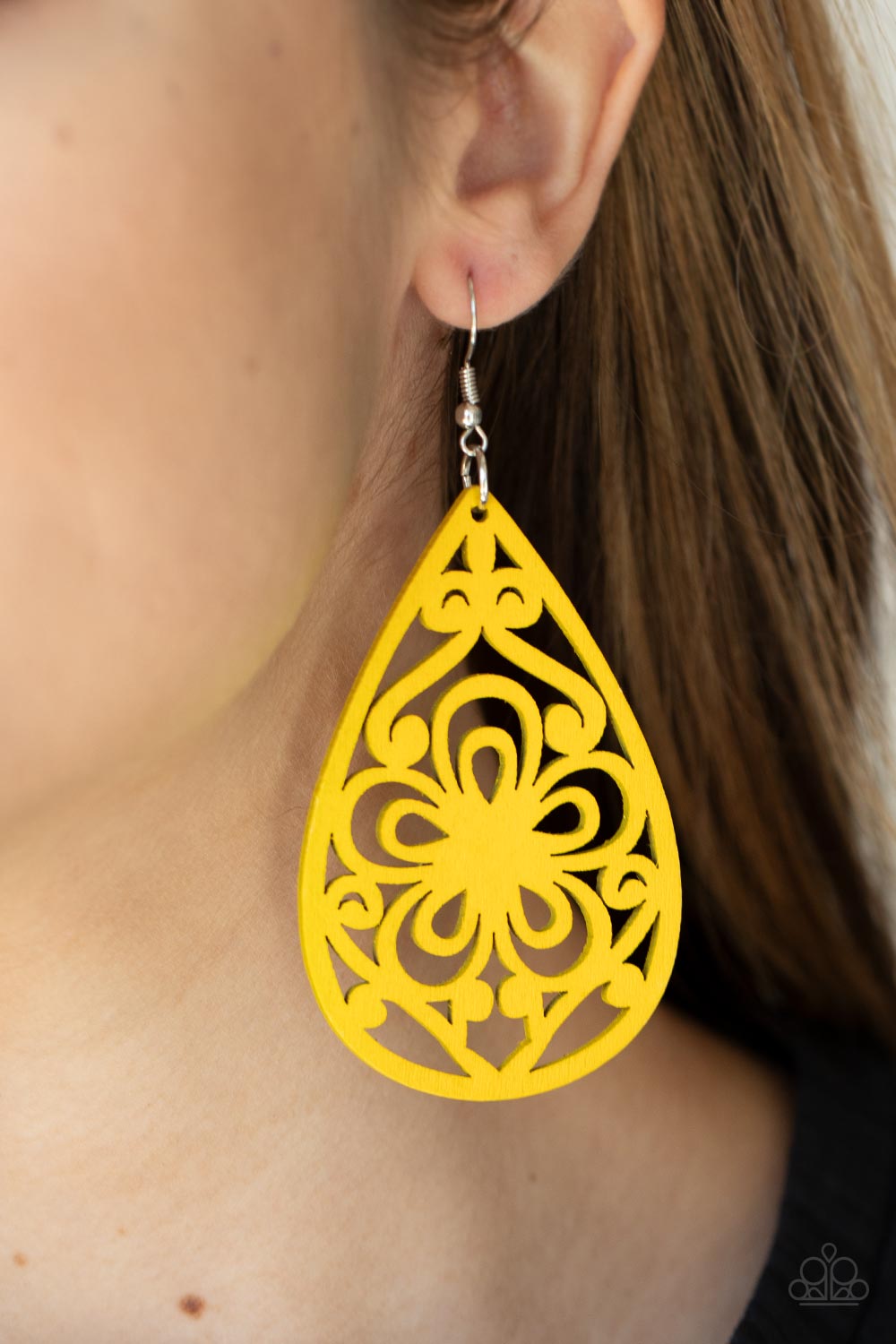 Paparazzi's Marine Eden - Yellow Wood earrings