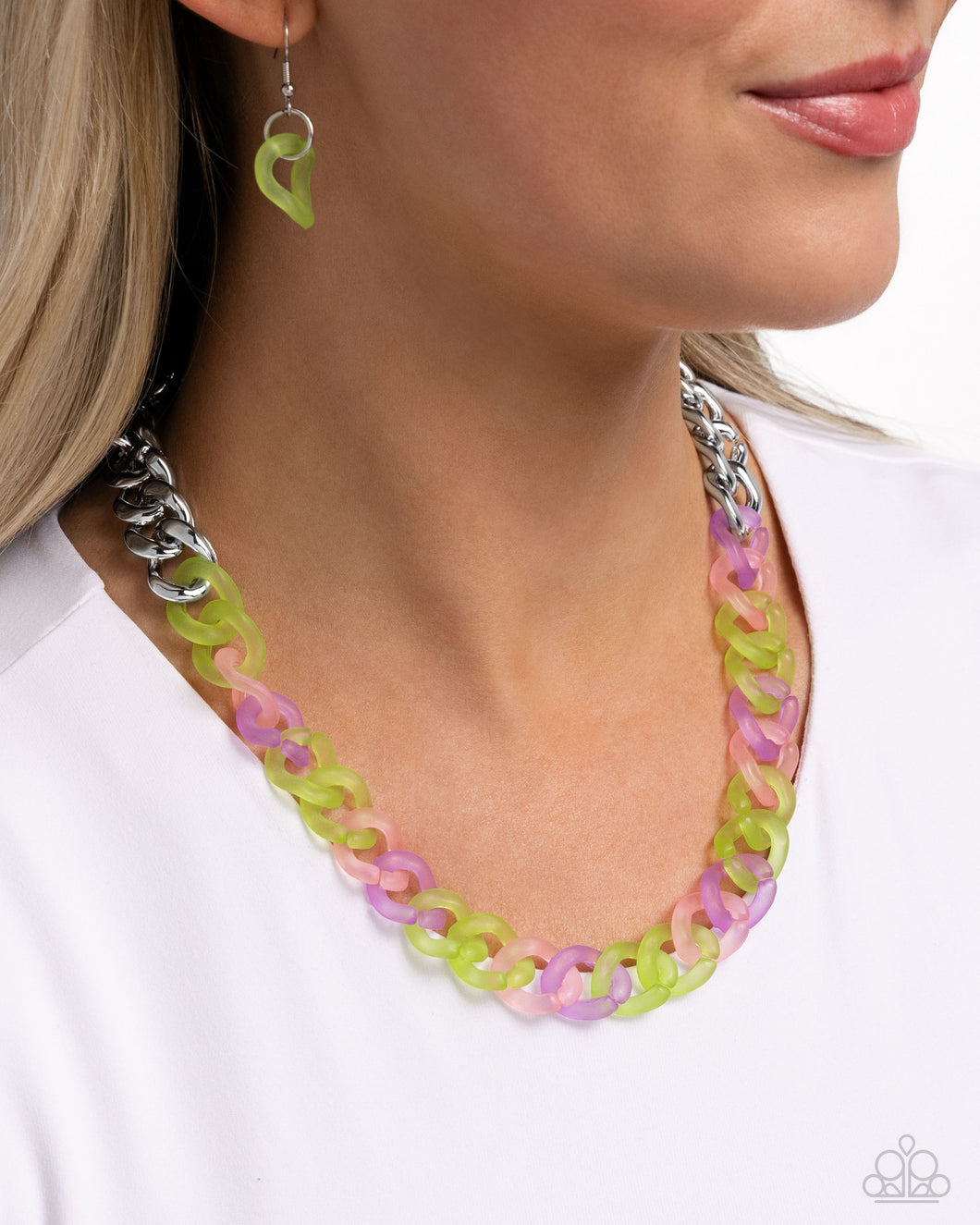 Paparazzi's Rainbow Ragtime - Green necklace ~ New Releases