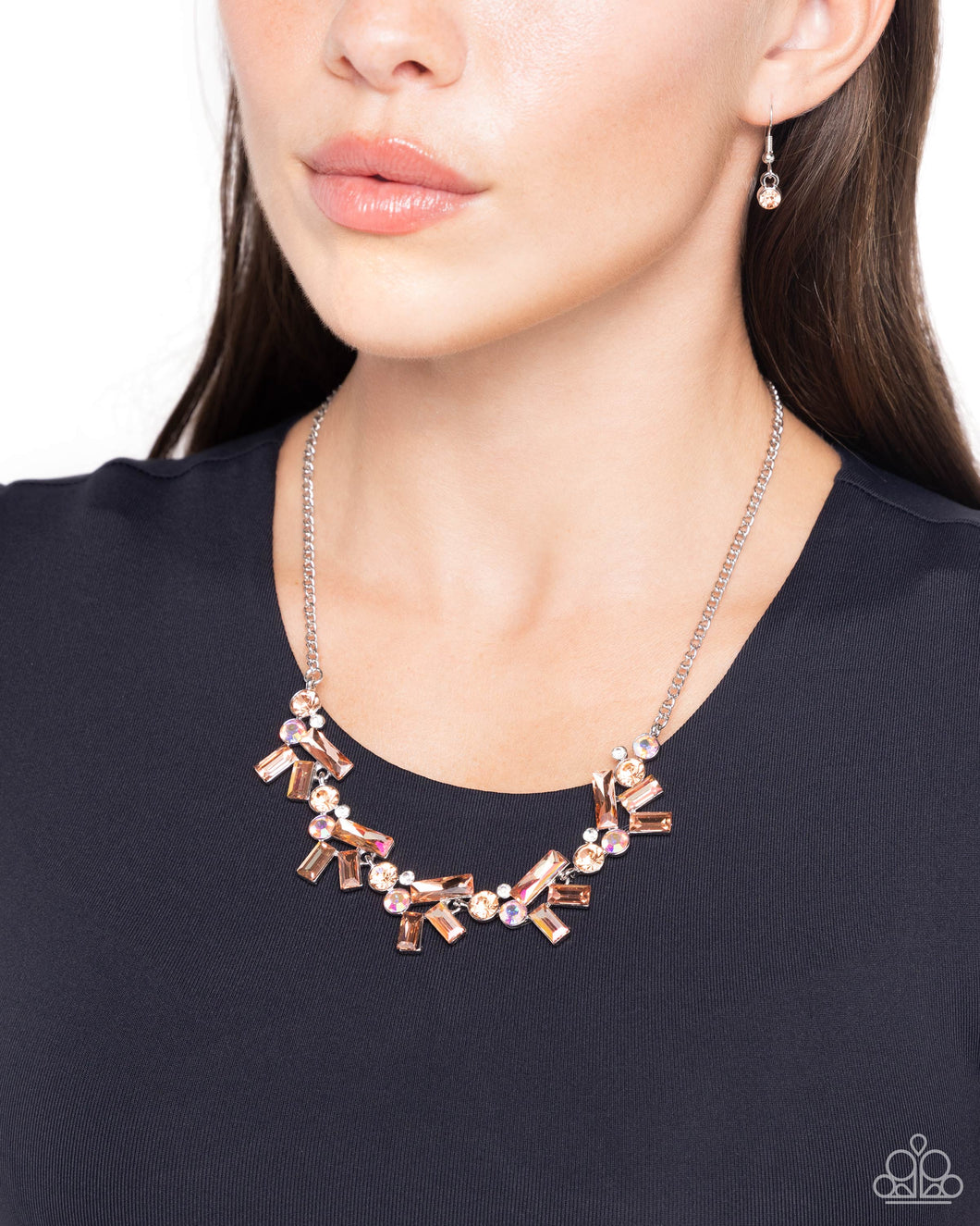 Paparazzi's Serene Statement - Orange & Iridescent necklace ~ New Releases