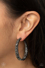 Load image into Gallery viewer, Paparazzi&#39;s Glitzy By Association - Black hoop earrings (Blockbusters)
