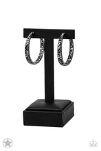 Load image into Gallery viewer, Paparazzi&#39;s Glitzy By Association - Black hoop earrings (Blockbusters)
