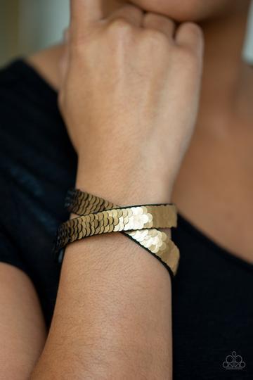 Paparazzi's Under the Sequins - Gold Urban bracelet