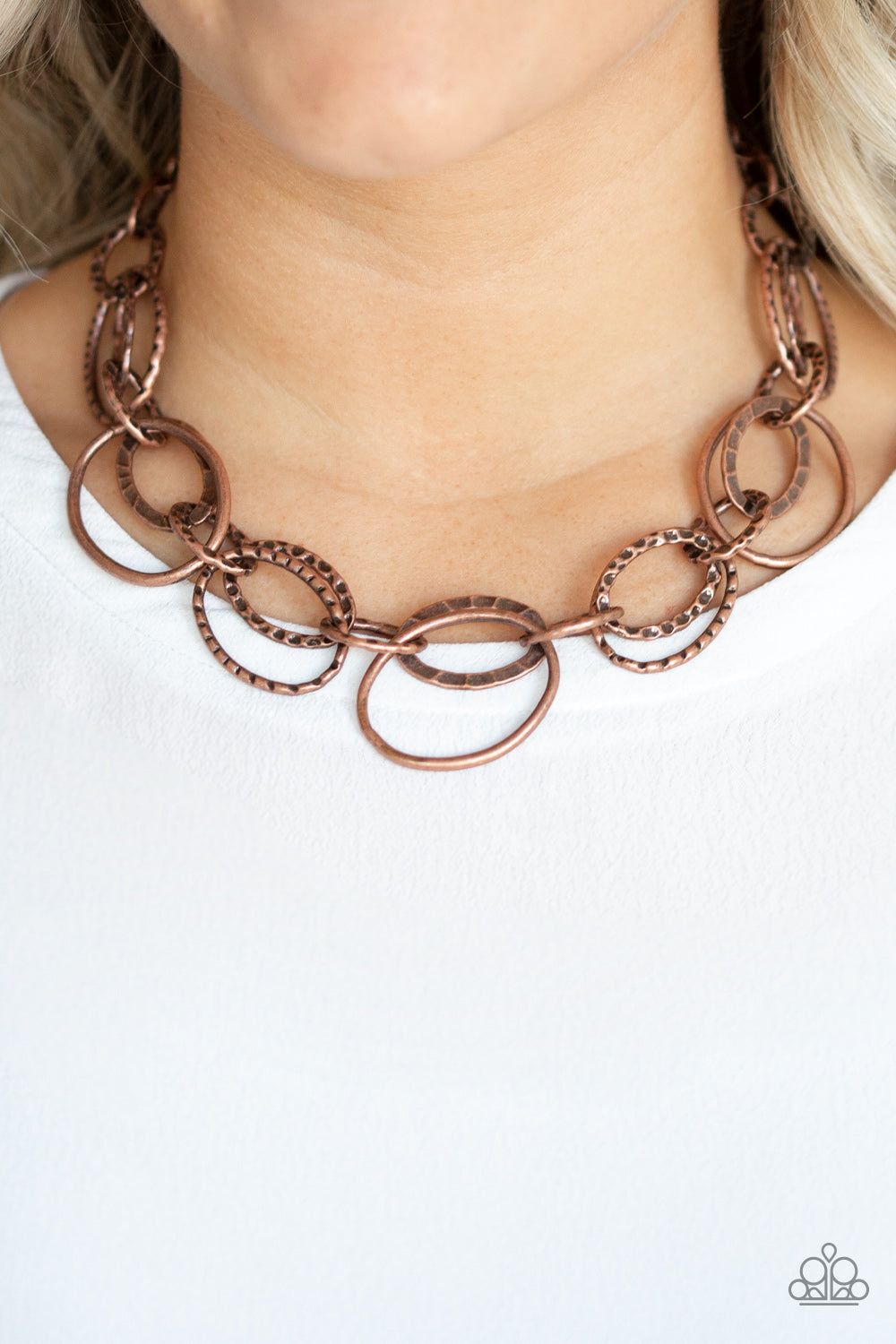 Paparazzi's Bend OVAL Backwards - Copper necklace