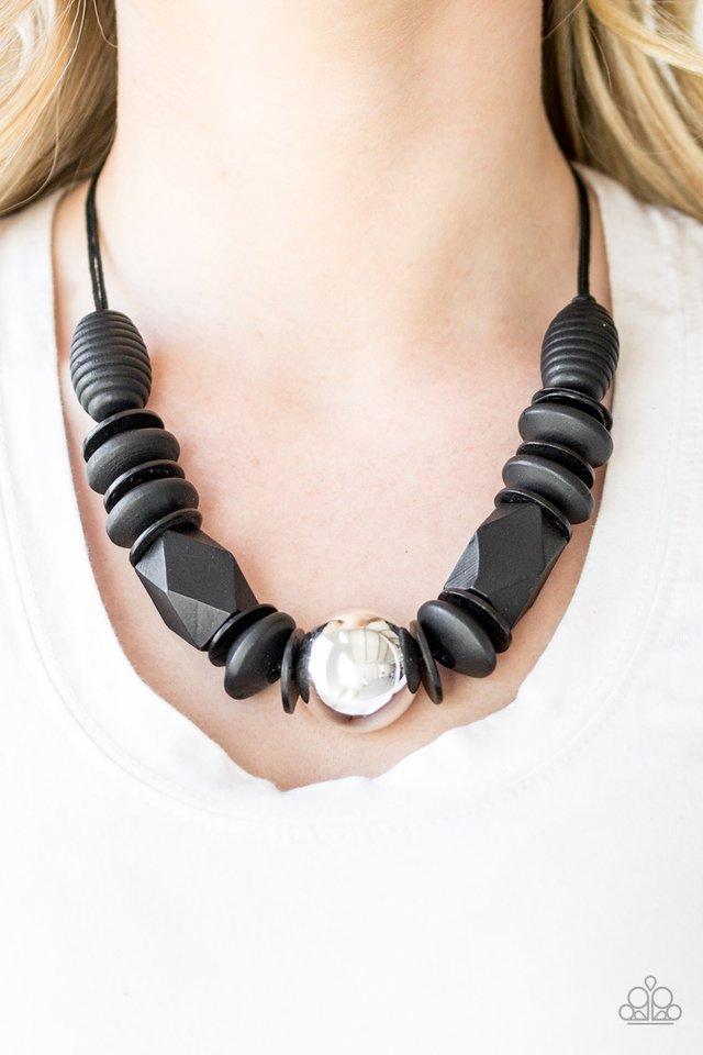 Paparazzi's Grand Turks Getaway - Black Wood necklace