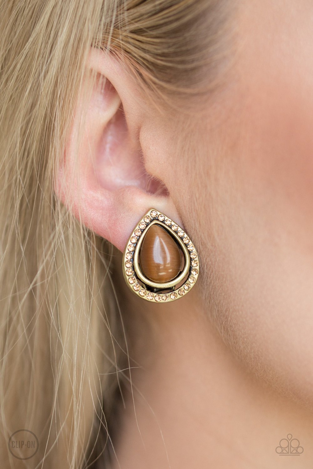 Paparazzi's Noteworthy Shimmer - Brass Clip-On earrings