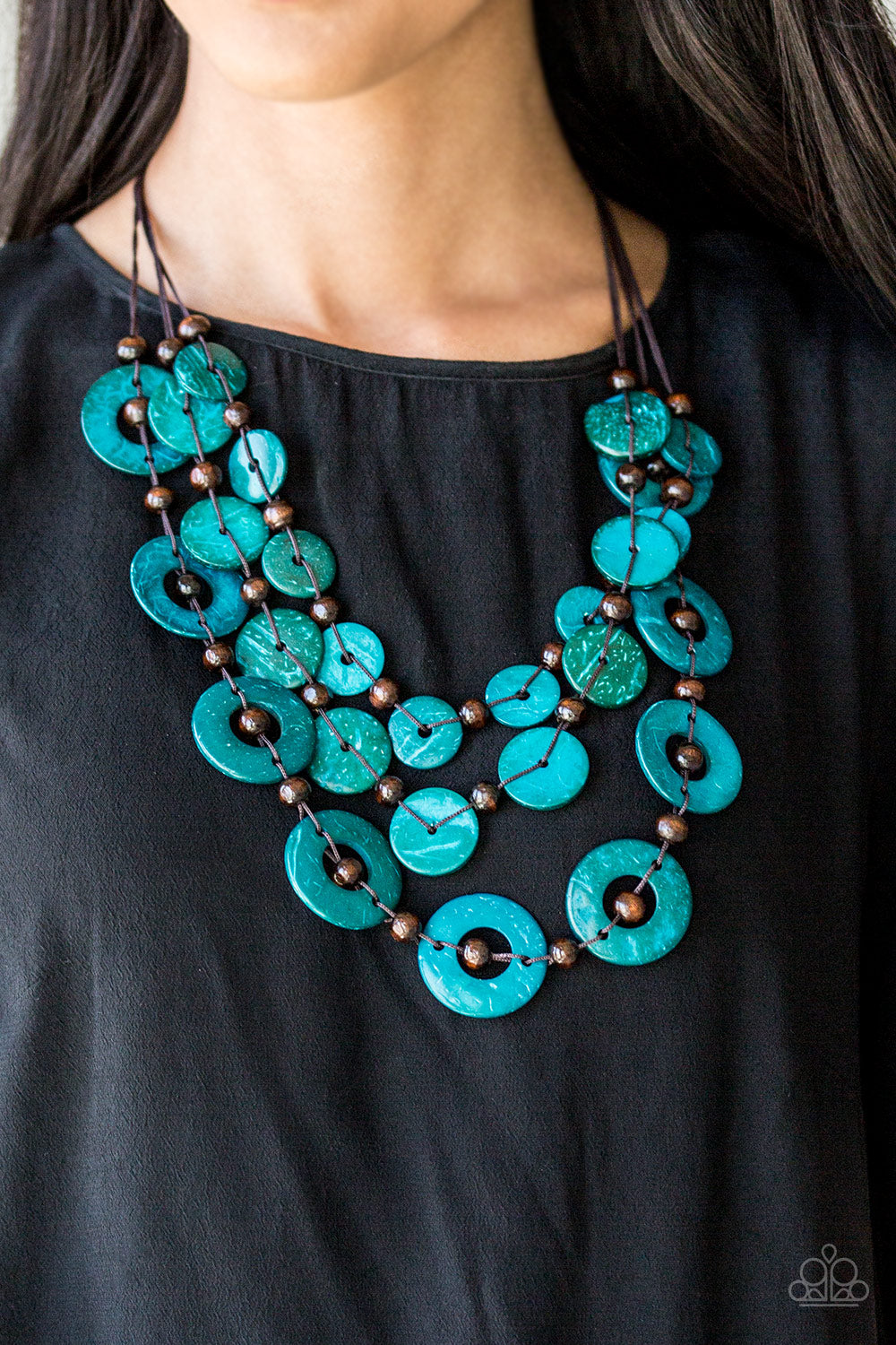 Paparazzi's Catalina Coastin - Blue Wood necklace