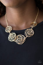 Load image into Gallery viewer, Paparazzi&#39;s Rosy Rosette - Gold necklace
