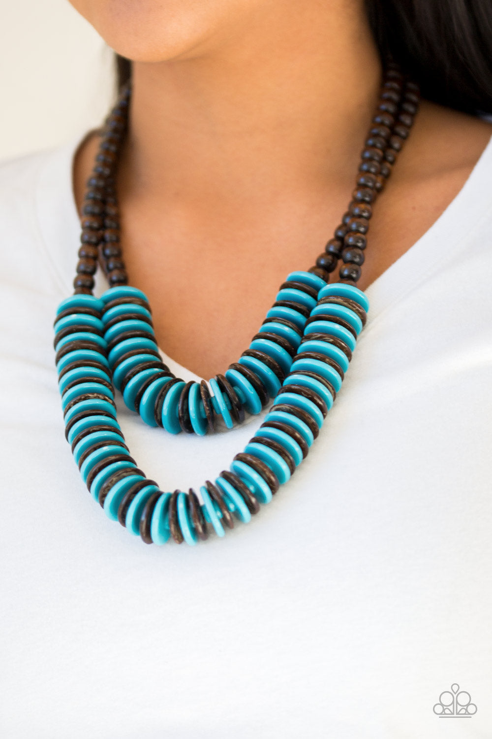 Paparazzi's Dominican Disco - Blue wood necklace