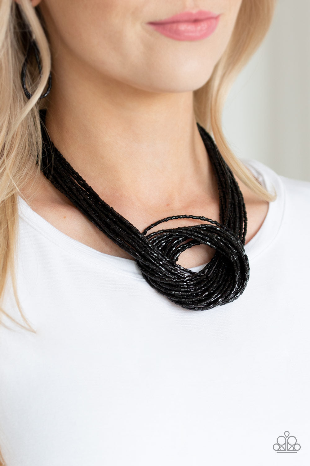 Paparazzi's Knotted Knockout - Black Seed Beads necklace