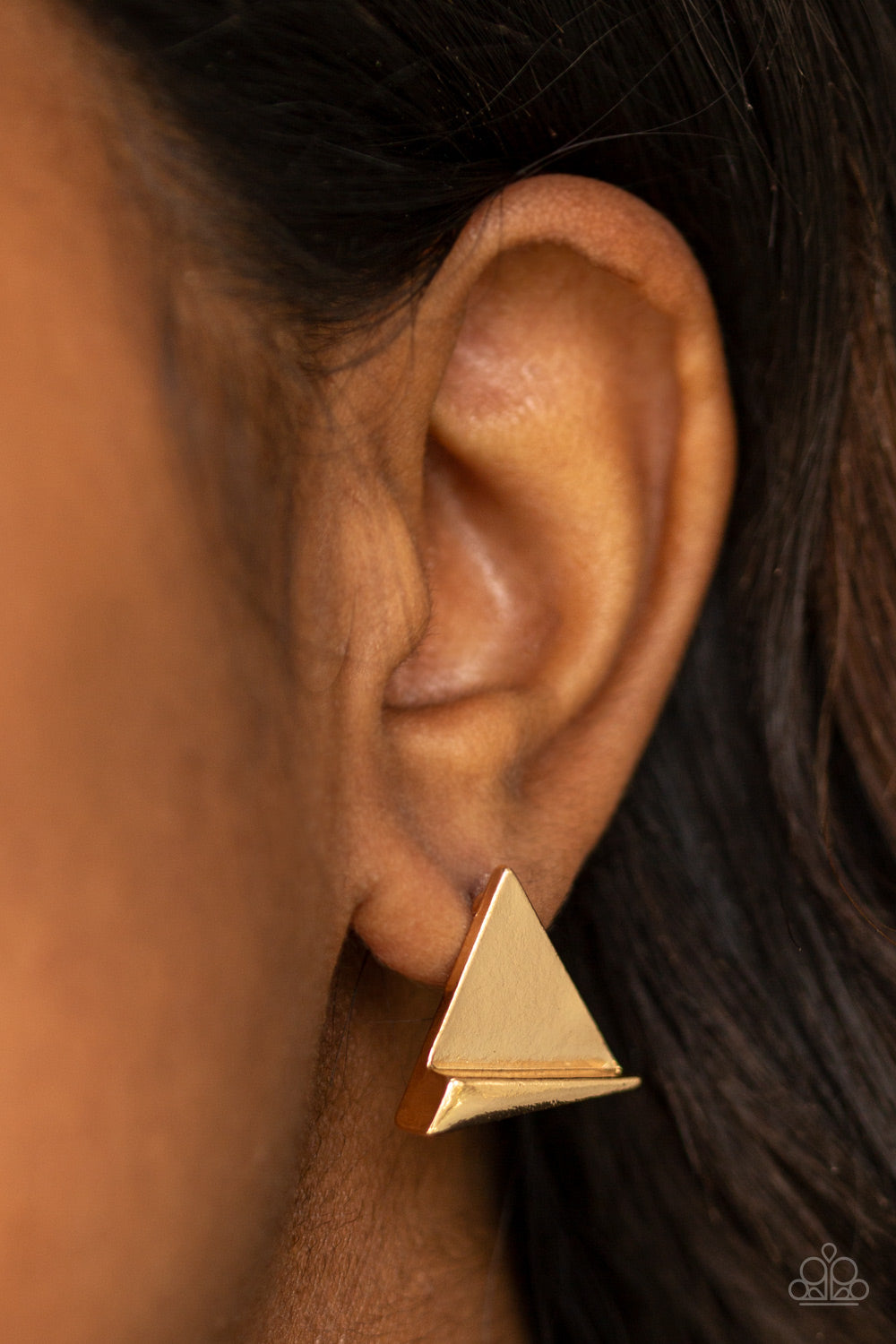 Paparazzi's Die TRI-ing - Gold post earrings