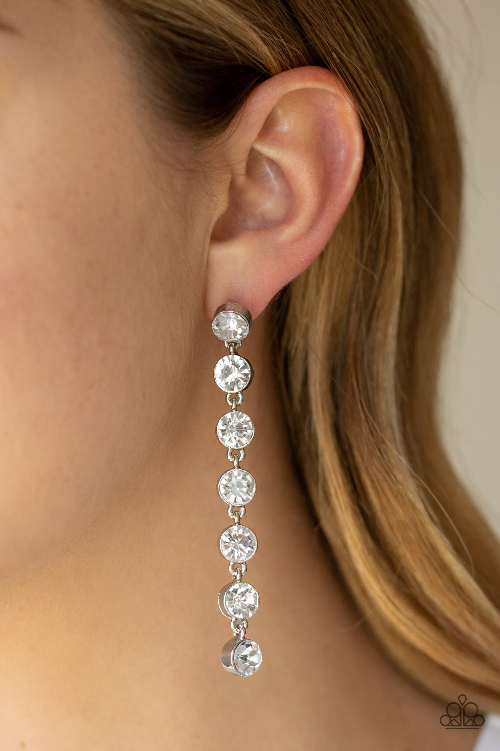 Paparazzi's Dazzling Debonair - White post earrings