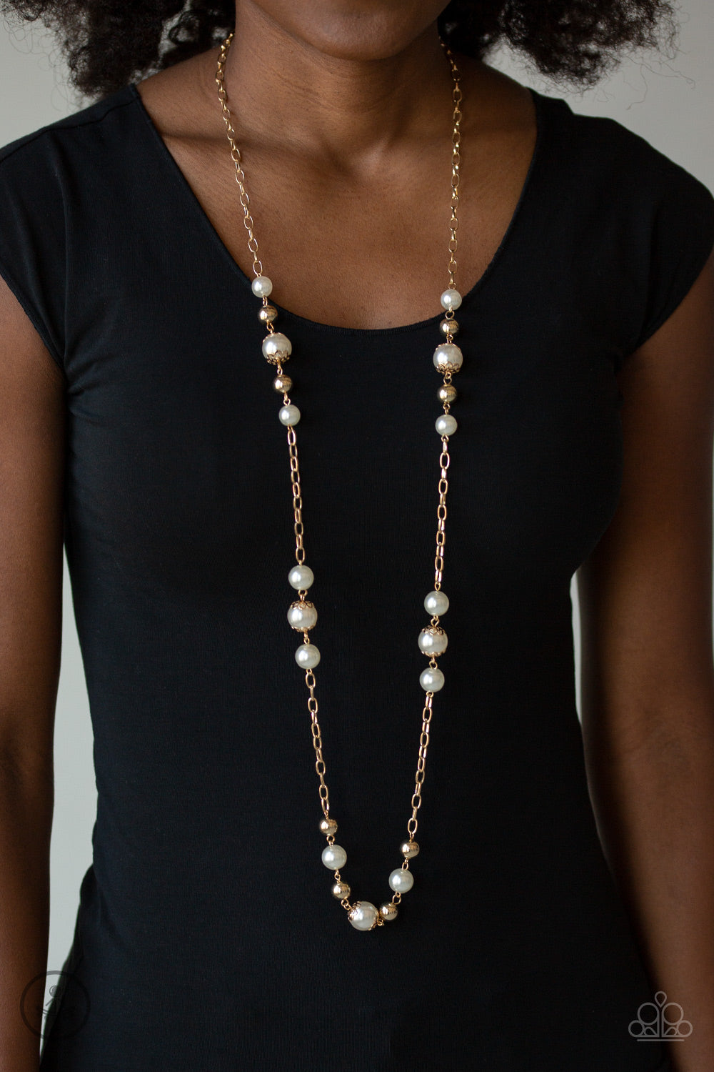 Paparazzi's Wall Street Waltz - Gold Pearl necklace