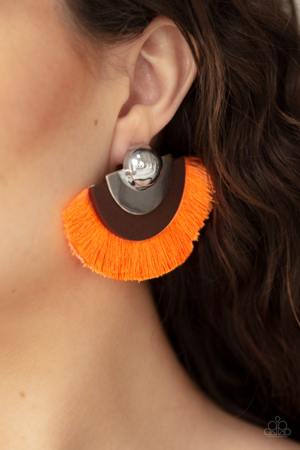 Paparazzi's Fan The FLAMBOYANCE - Orange post earrings