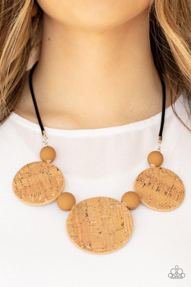 Paparazzi's Pop The Cork - Brown Wood necklace