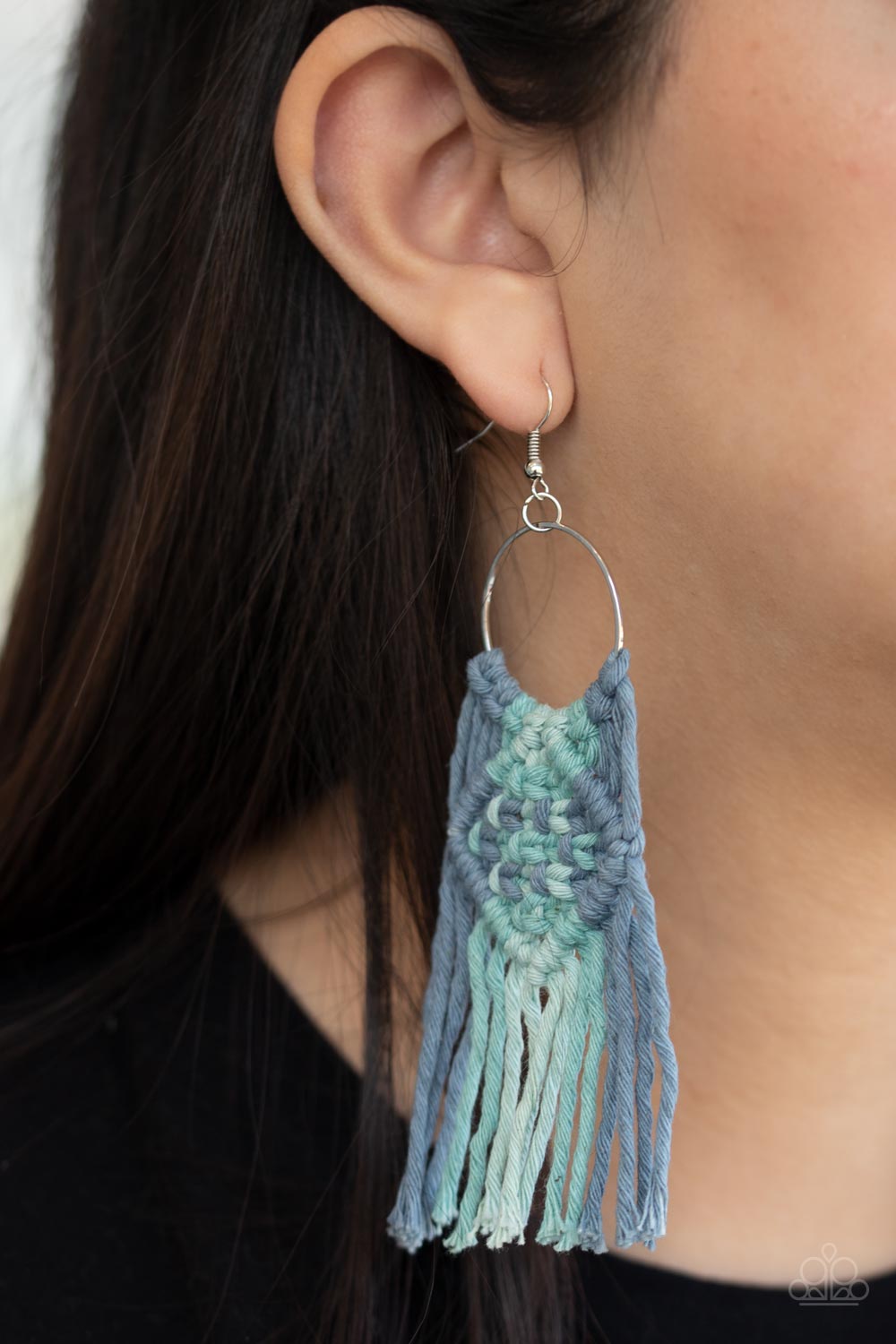 Paparazzi's Macrame Rainbow - Blue earrings