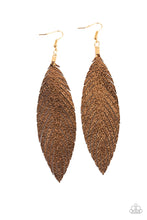 Load image into Gallery viewer, Paparazzi&#39;s Feather Fantasy - Gold earrings
