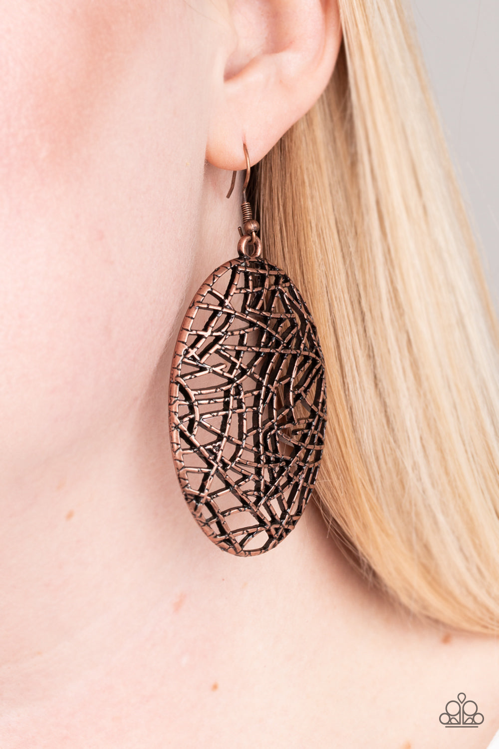 Paparazzi's Way Out Of Line - Copper earrings