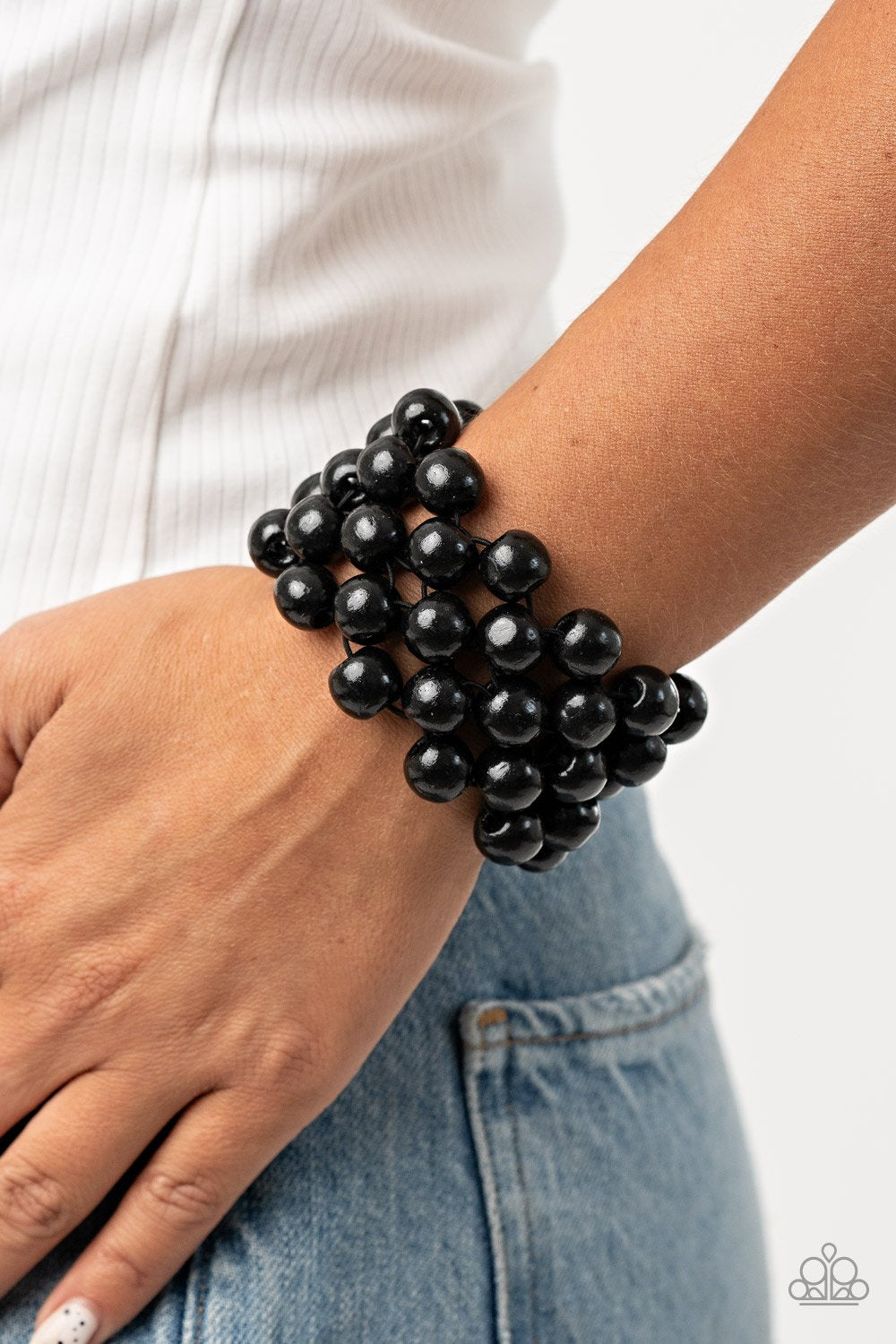 Paparazzi's Tiki Tropicana - Black wood bracelet