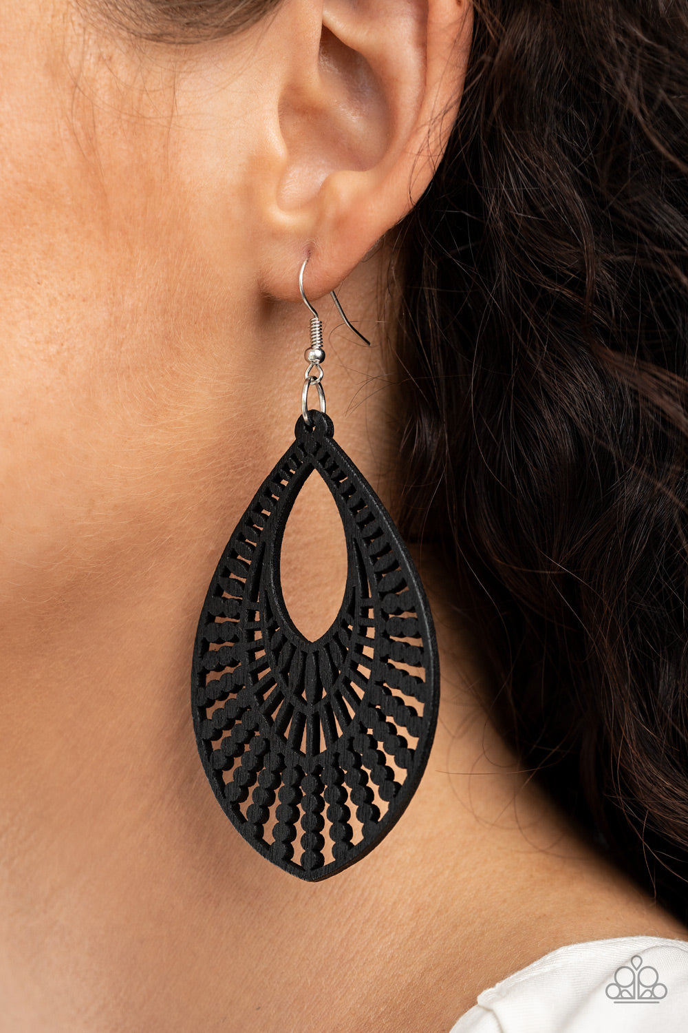 Paparazzi's Bermuda Breeze - Black wood earrings