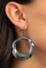 Load image into Gallery viewer, Paparazzi&#39;s Fiercely Faceted - Black hoop earrings
