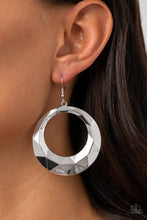 Load image into Gallery viewer, Paparazzi&#39;s Fiercely Faceted - Silver hoop earrings
