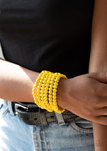 Load image into Gallery viewer, Paparazzi&#39;s Diving In Maldives - Yellow wood bracelet
