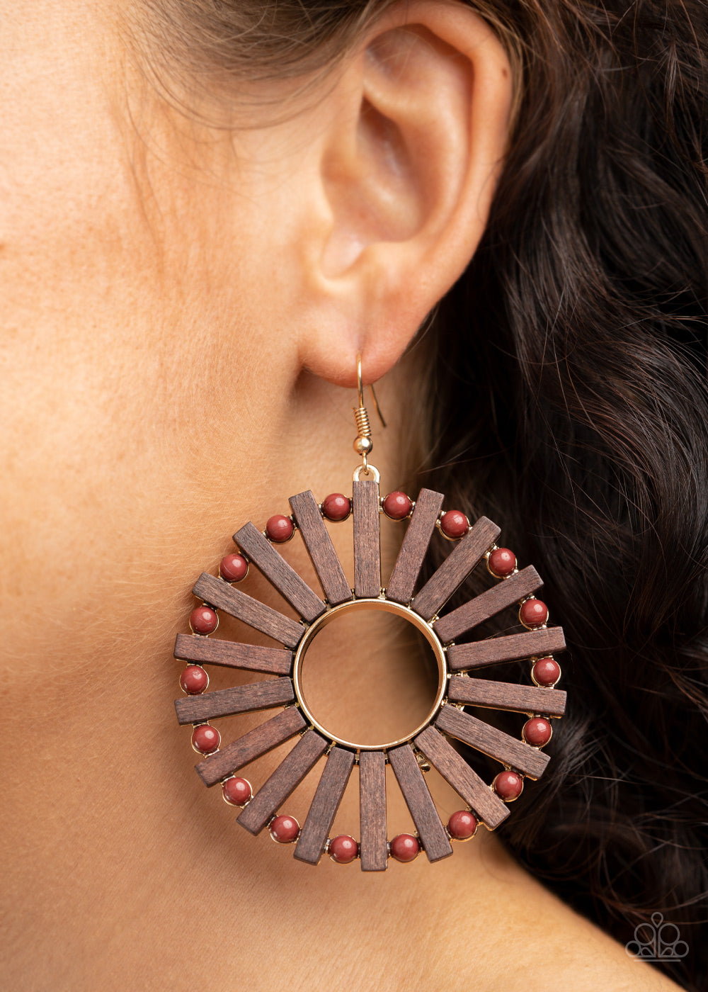 Paparazzi's Solar Flare - Brown Wood earrings