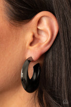 Load image into Gallery viewer, Paparazzi&#39;s Chic CRESCENTO - Black hoop earrings
