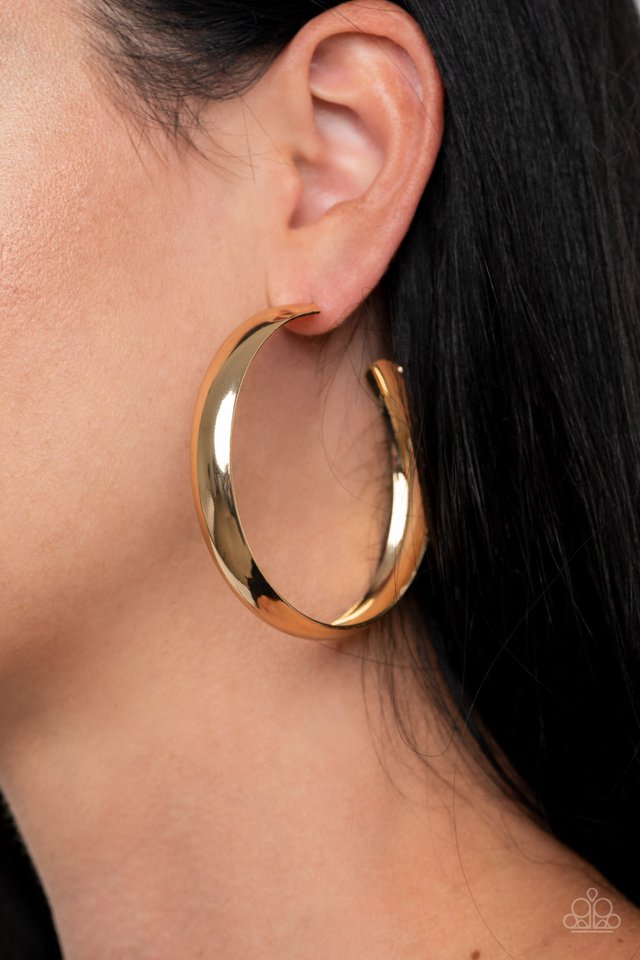 Paparazzi's Kick Em To the CURVE - Gold hoop earrings