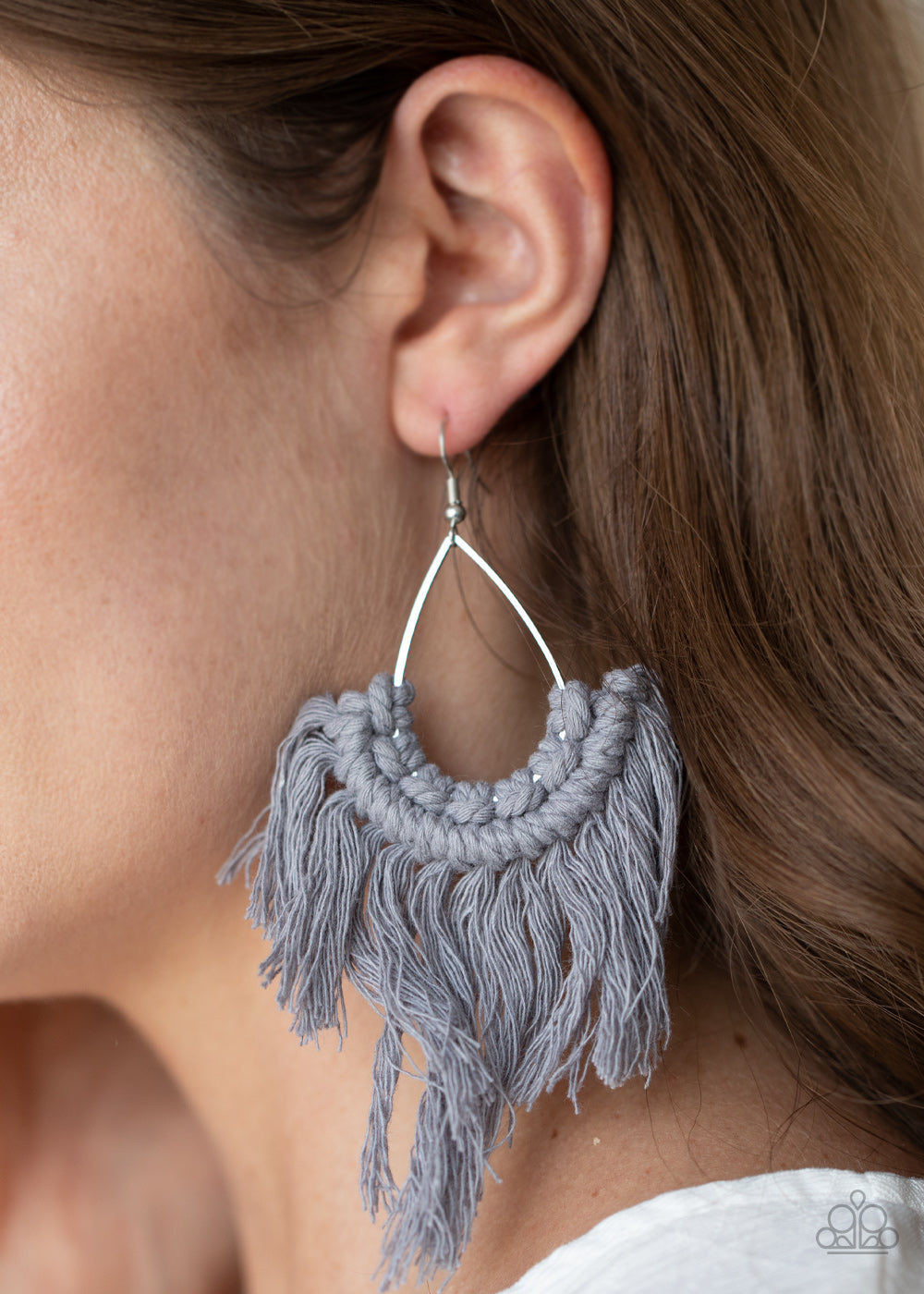 Paparazzi's Wanna Piece Of MACRAME? - Silver earrings