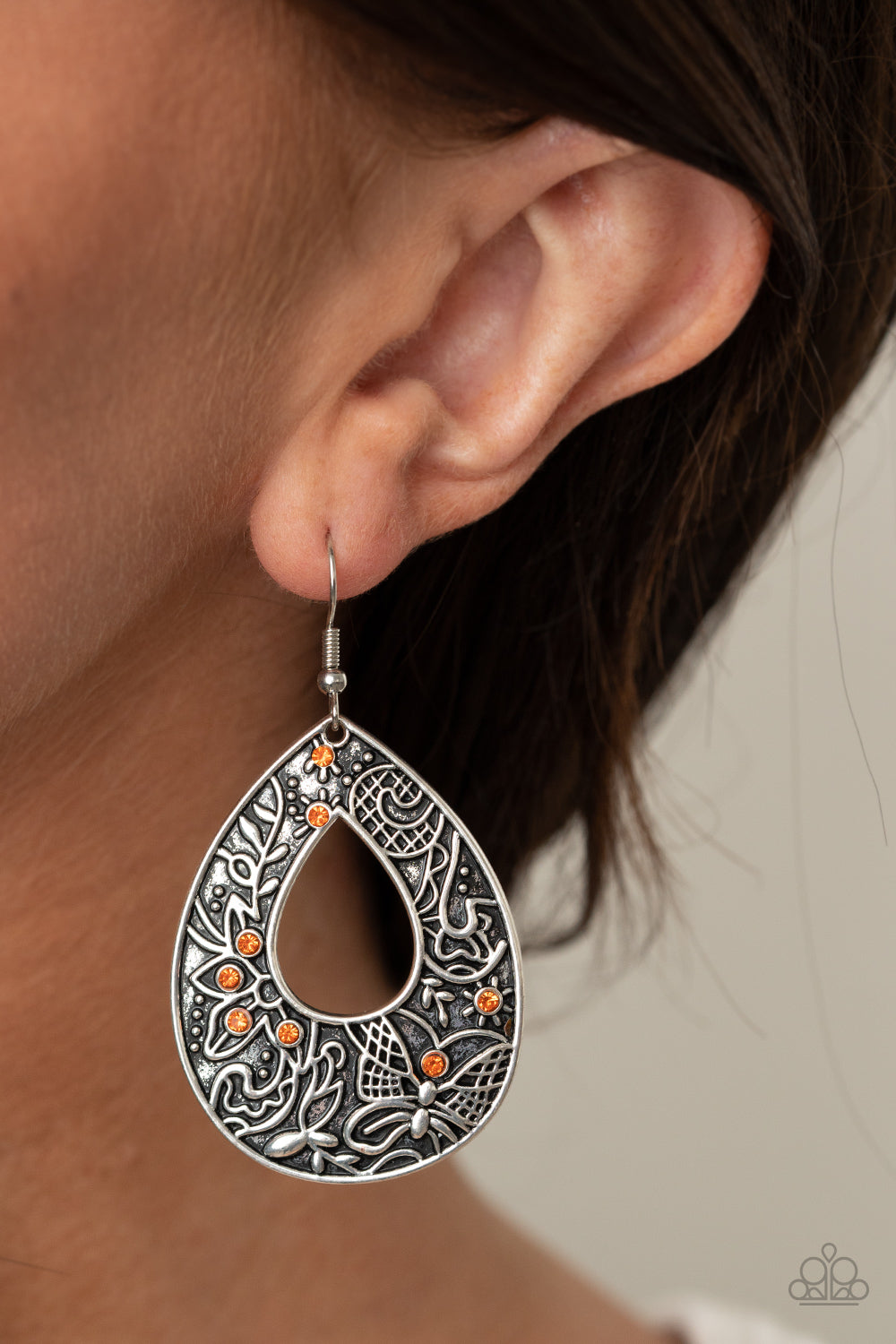 Paparazzi's Botanical Butterfly - Orange earrings