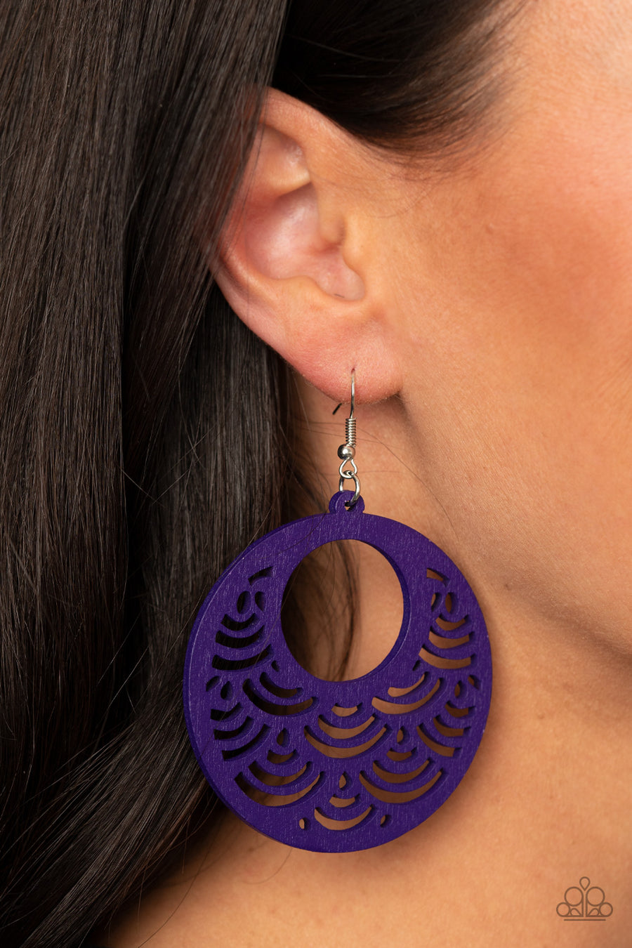 Paparazzi's Sea Le Vie! - Purple Wood hoop earrings