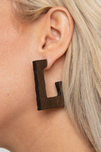 Load image into Gallery viewer, Paparazzi&#39;s The Girl Next OUTDOOR - Brown Wood hoop earrings
