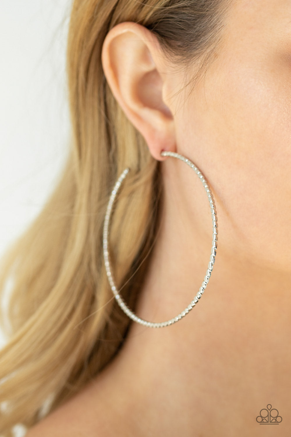 Paparazzi's Pump Up The Volume - Silver hoop earrings