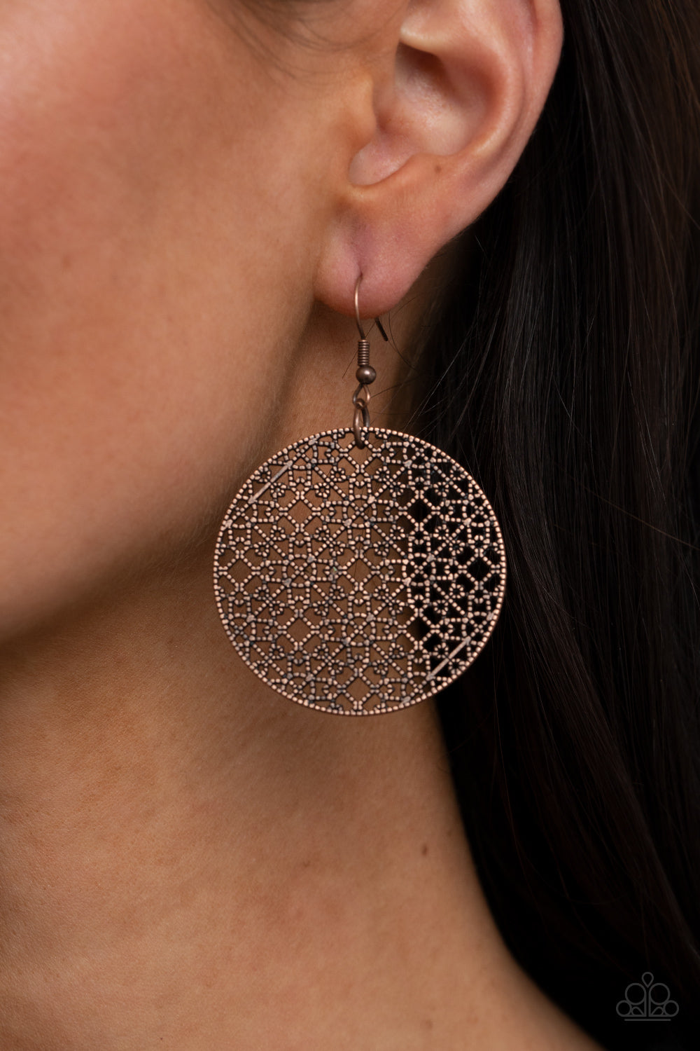 Paparazzi's Metallic Mosaic - Copper hoop earrings