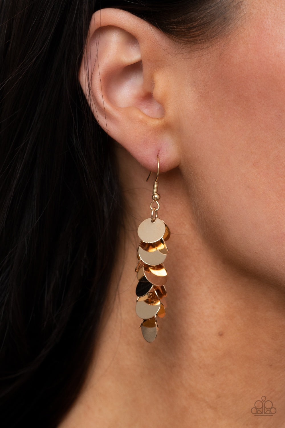 Paparazzi's Hear Me Shimmer - Gold earrings