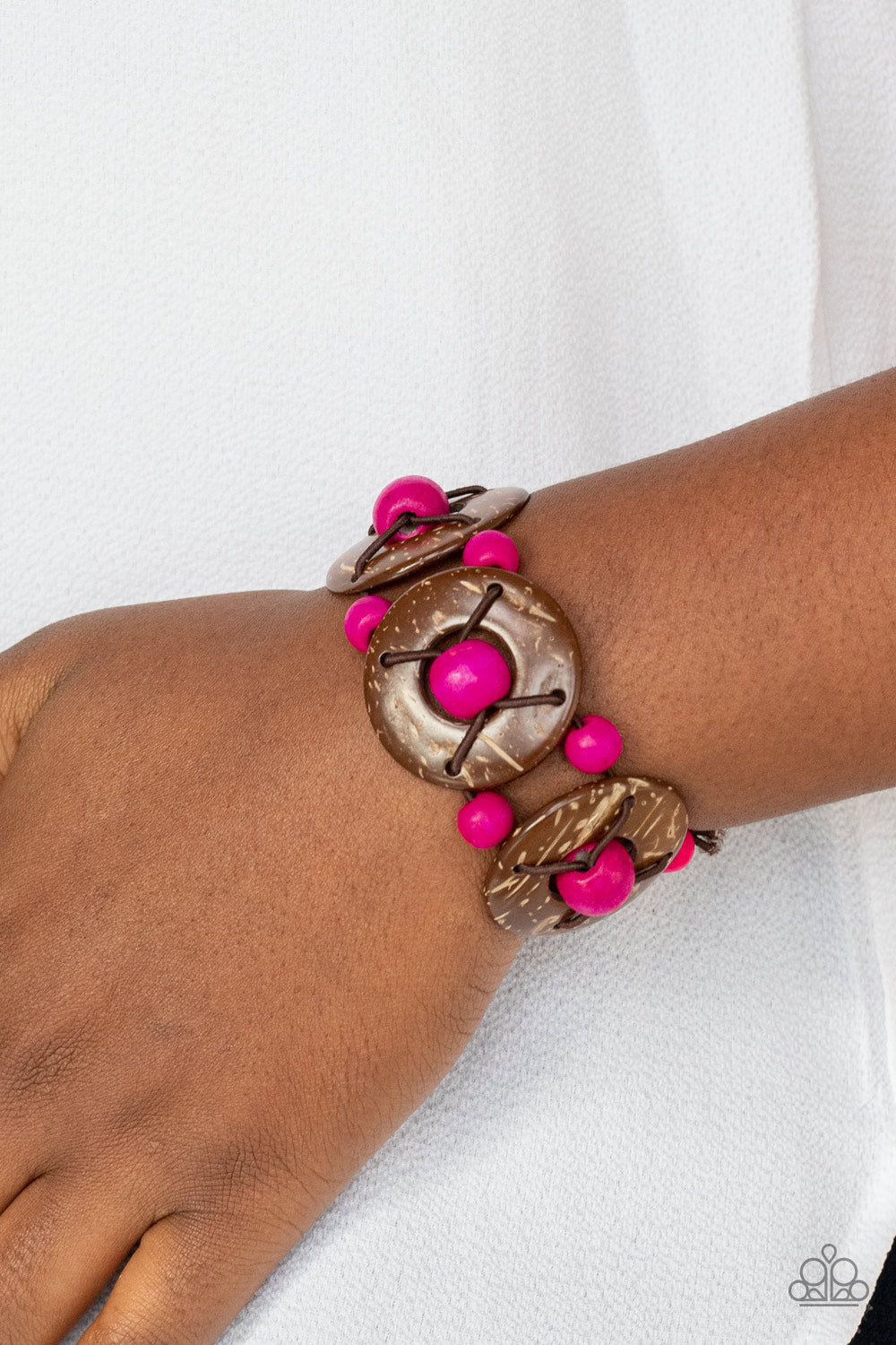 Paparazzi's Island Adventure - Pink Wood bracelet