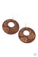 Load image into Gallery viewer, Paparazzi&#39;s Galapagos Garden - Brown Wood hoop earrings
