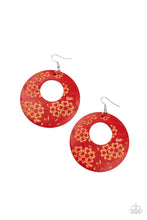 Load image into Gallery viewer, Paparazzi&#39;s Galapagos Garden Party - Red Wood hoop earrings
